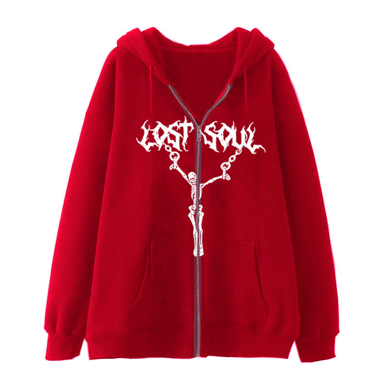 Women's Skeleton Zip-Up Streetwear Hoodie