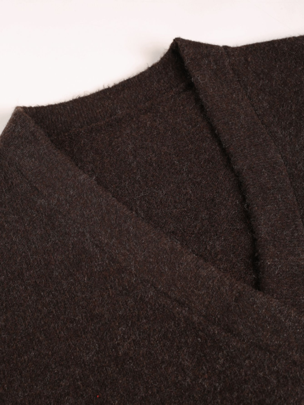 Ladies Irregular Wrap Front Two Buttons Drop Shoulder Knit Coat with Side Pockets