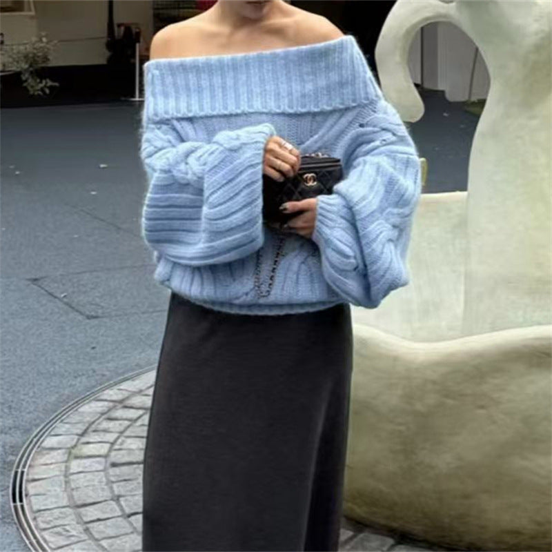 Off-shoulder Soft and Cuddly Faux Mink Knit Top