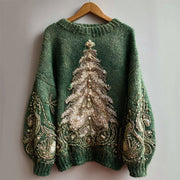 Womens Christmas Top Crew-neck Sweater in Faux Wool