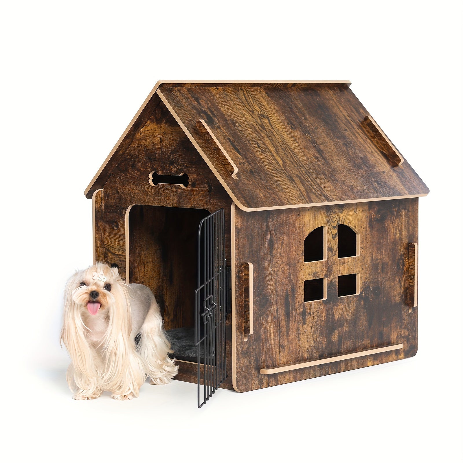 Dog House Indoor For Small Dogs Or Cats, Cozy Wooden Design, Small Indoor Bed House, With Air Vents And Elevated Floor Warm Dog Cave