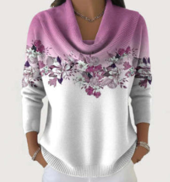 Womens Loose-fit Knitted Sweater with a Printed Design