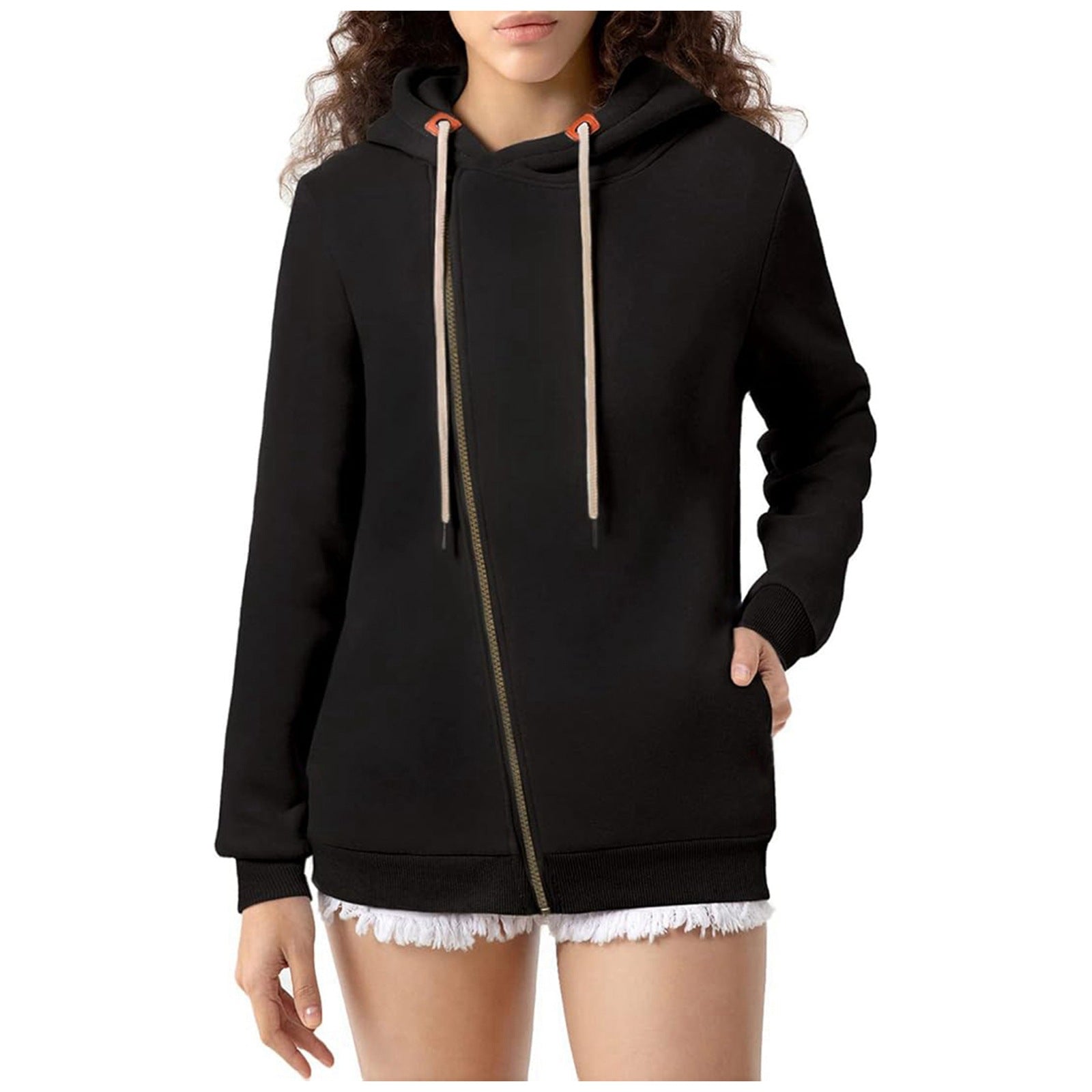 Women's Cozy Zip-Up Hooded Sweatshirt with Pockets