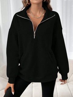 Women's Casual Zip-Up Lapel Solid Hoodie