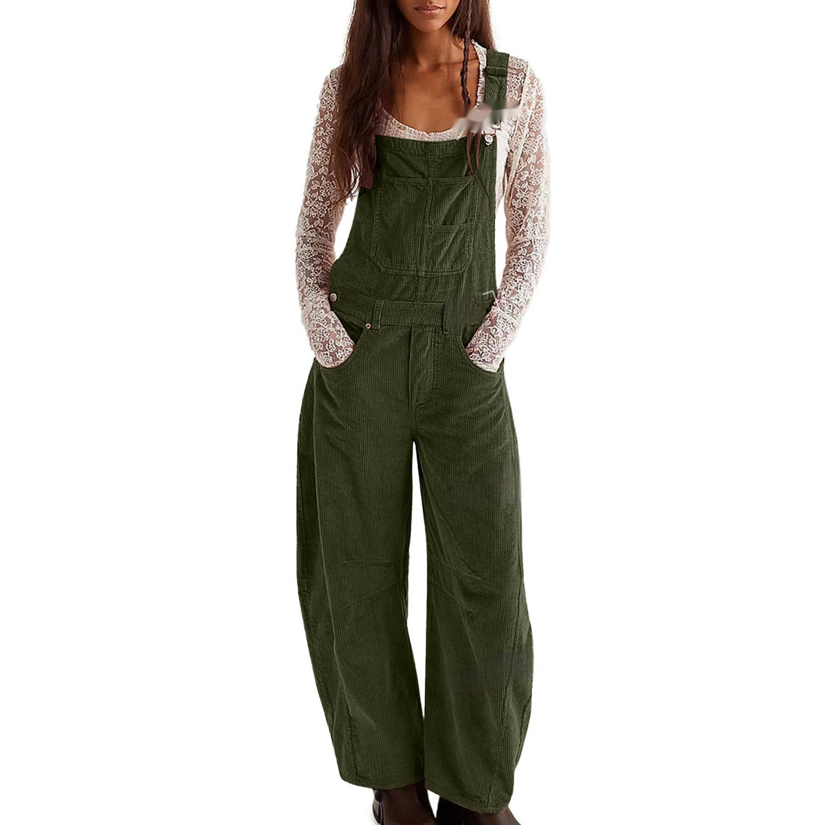 Chic Corduroy Wide-Leg Casual Overalls