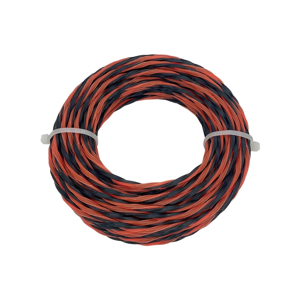 Heavy-Duty Trimmer Line, 2.4Mm Thick Nylon Replacement String, Durable Lawn Mower String for High-Strength Weed Trimmers, Black And Red Spiral Design, Easy Storage Solutions