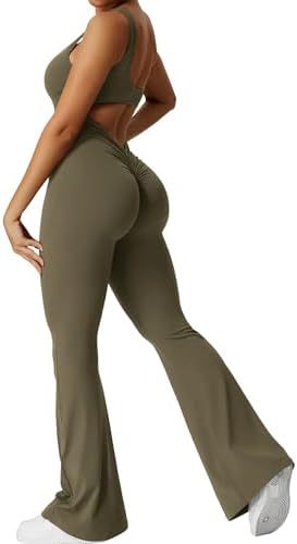 Women's Sleeveless Flare Yoga Jumpsuit