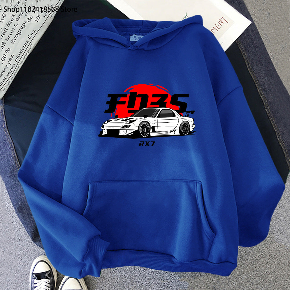 Unisex Graphic Car Print Casual Cotton Hoodie