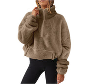 Women's Fleece-Lined Half-Zip Stand Collar Sweater
