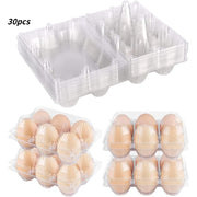 30‑Pack Reusable Clear Plastic Egg Cartons – Six‑Cell Medium Holders for Vendors, Camping and Travel