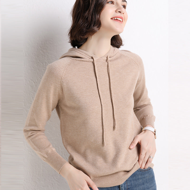 Women's Lightweight Knitted Hooded Sweater
