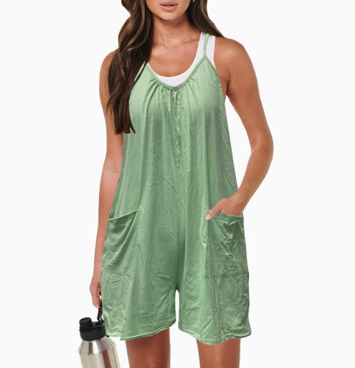 Women's Casual Sleeveless Camisole Jumpsuit with Pockets
