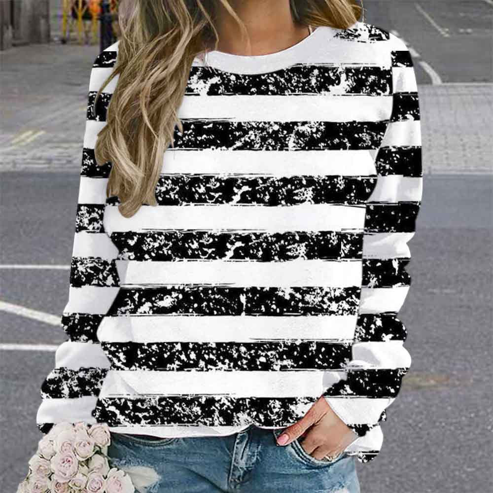 Women's Retro Tie-Dye 3D Digital Print Pullover Sweater