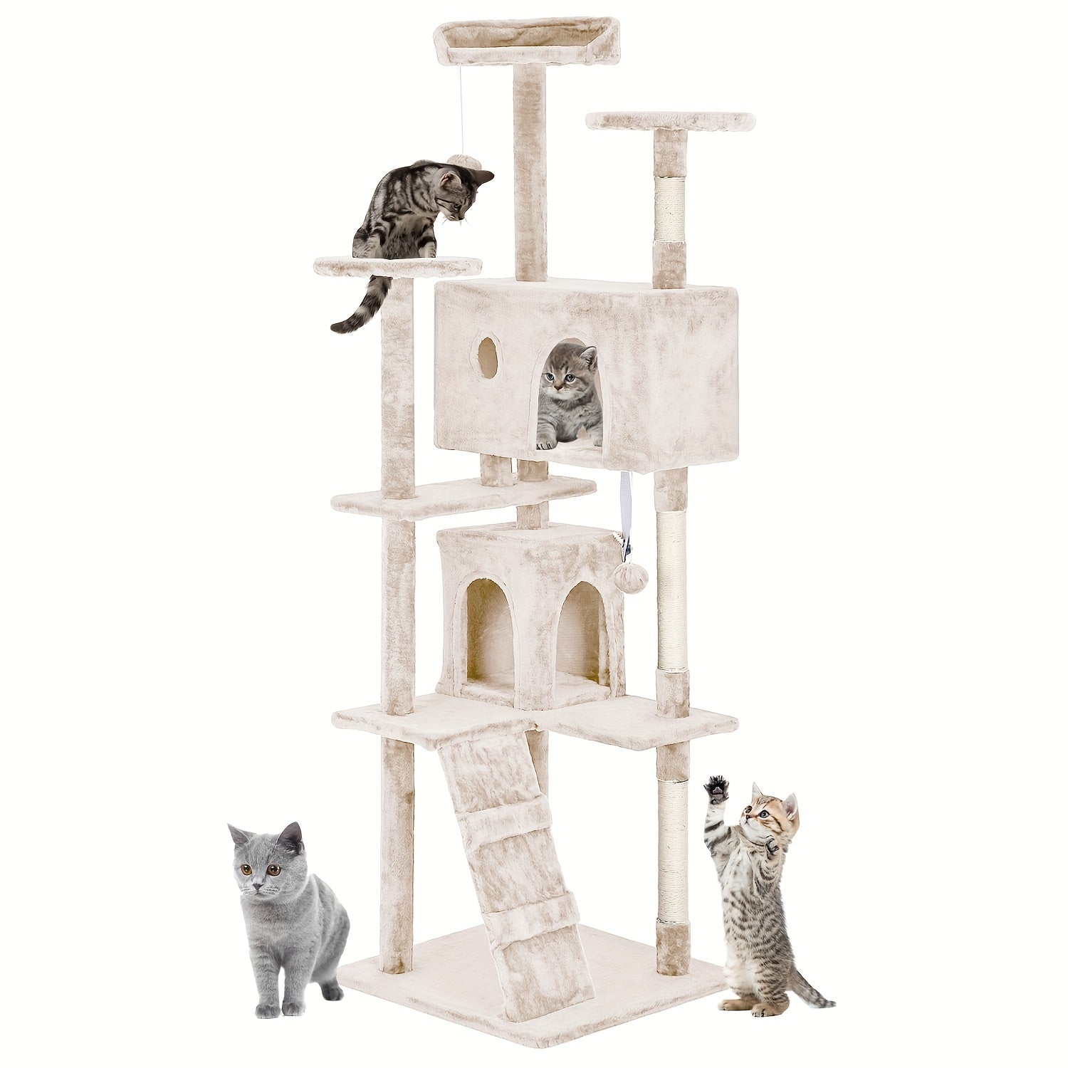 70/54 Cat Tree, Large Cat Tower Beautiful Perfect Gift For Cats, Multi-level Furniture Activity Center With Scratching Post Stand House Apartment Fun Toy Kitten Pet Playhouse, Easy To Assemble, Gift