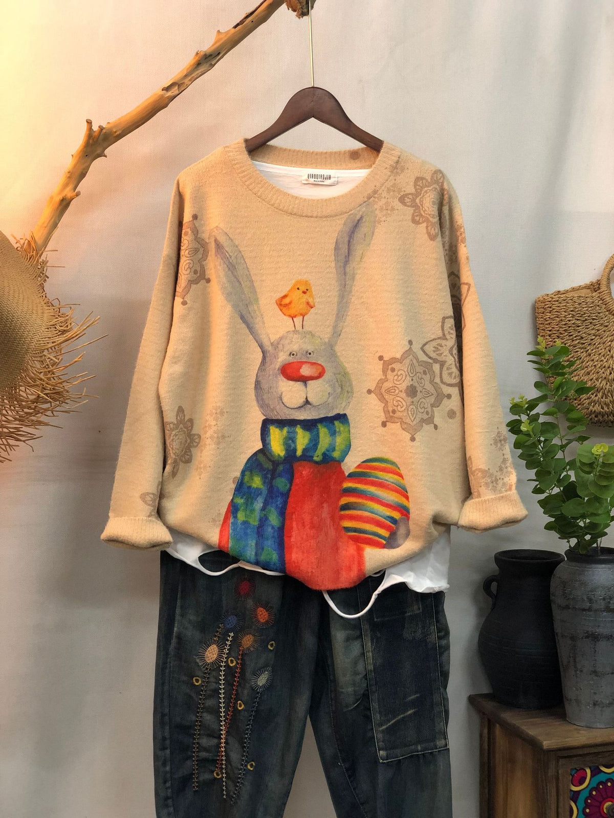 New Women's Loose-fitting Round-neck Sweater for Outerwear
