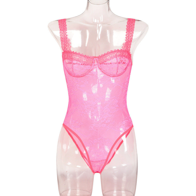 Women's Floral Lace Close-Fitting Bodysuit