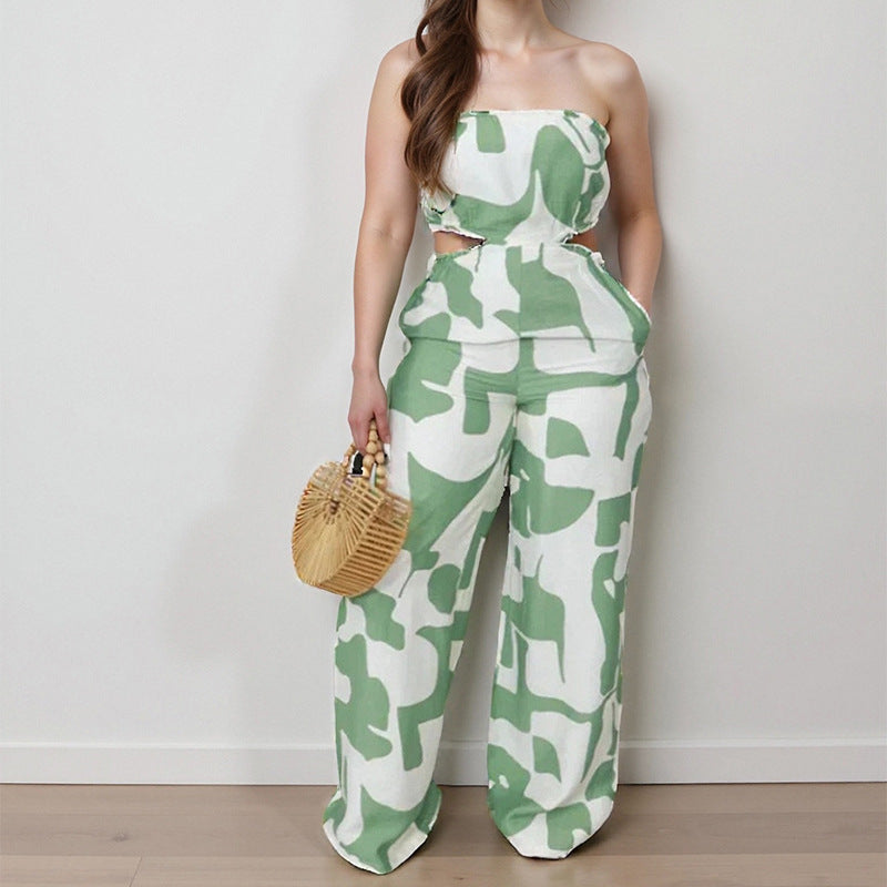 Elegant Strapless High-Waist Wide-Leg Jumpsuit