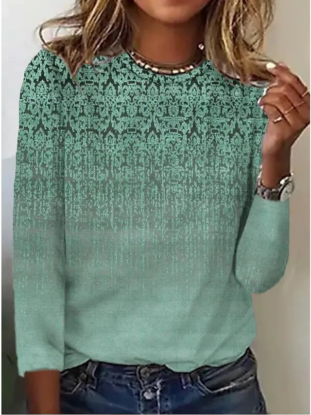 Vintage Printed Loose Round Neck T-Shirt