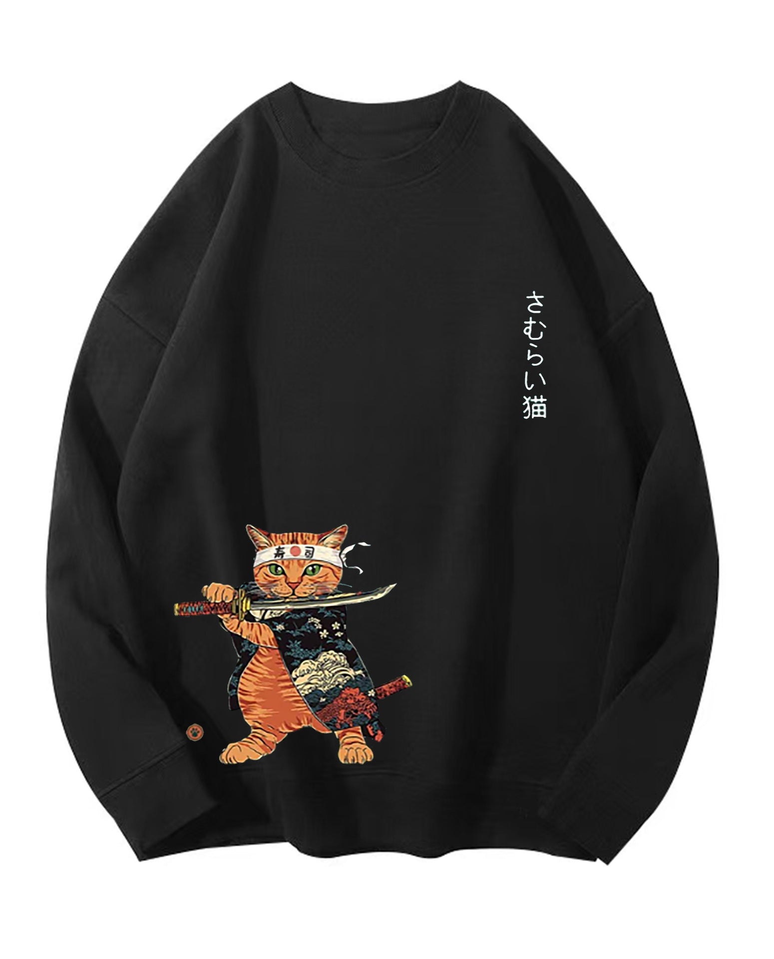 Japanese Anime Cat Print Oversized Cotton Hoodie