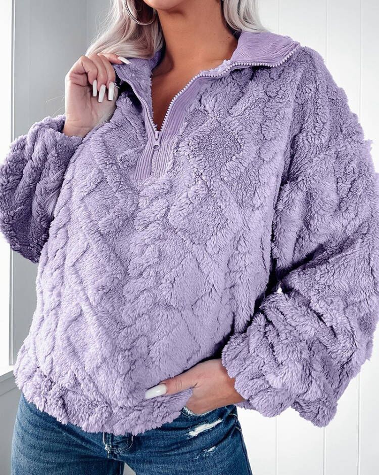 Cozy Half-Zip Fleece Sweatshirt for Women