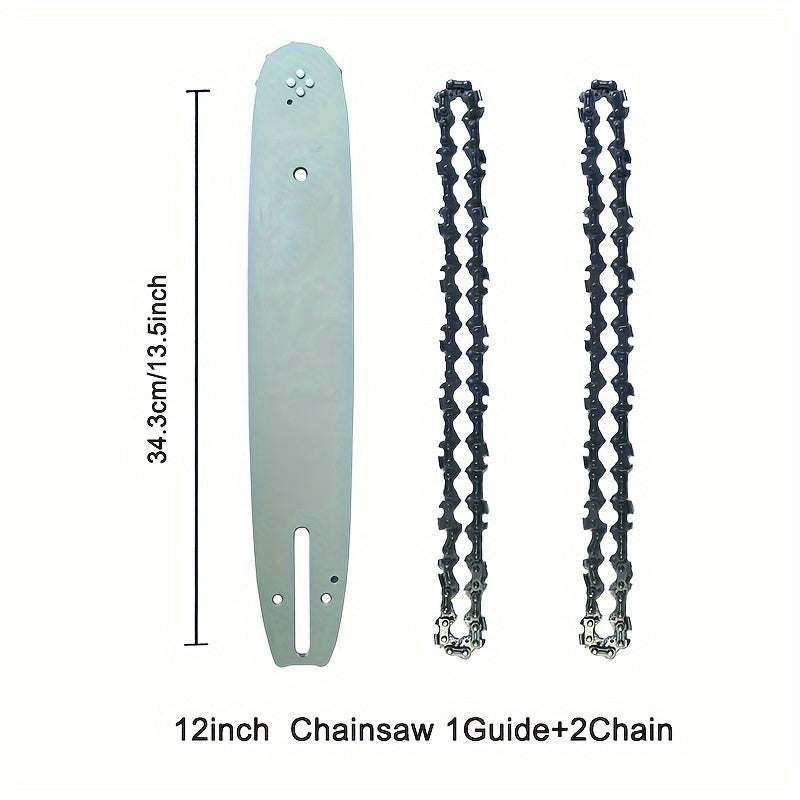 Chain Saw Repair Kit – Guide Plate with Two 10-12 in Chains, 3/8 in Pitch, Alloy Construction, Fits 25 cc–25.5 cc Single-Hand Chainsaws
