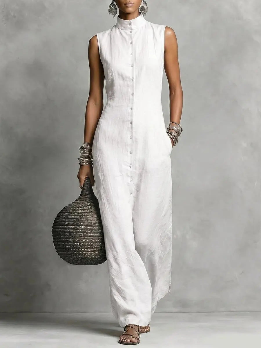 Chic Sleeveless Stand-Collar Jumpsuit for Women