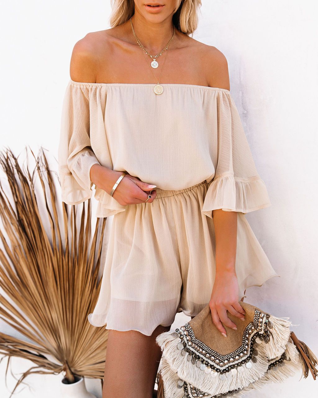 Chiffon Short Sleeve Loose Jumpsuit Romper