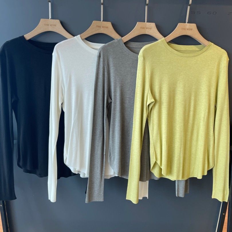Autumn Loose-fit Figure-flattering Off-shoulder Soft-texture Long-sleeve T-shirt for Women