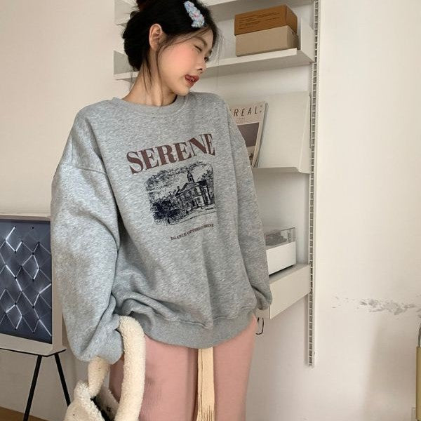 Women's Korean-Style Loose Pullover Hoodie Sweatshirt