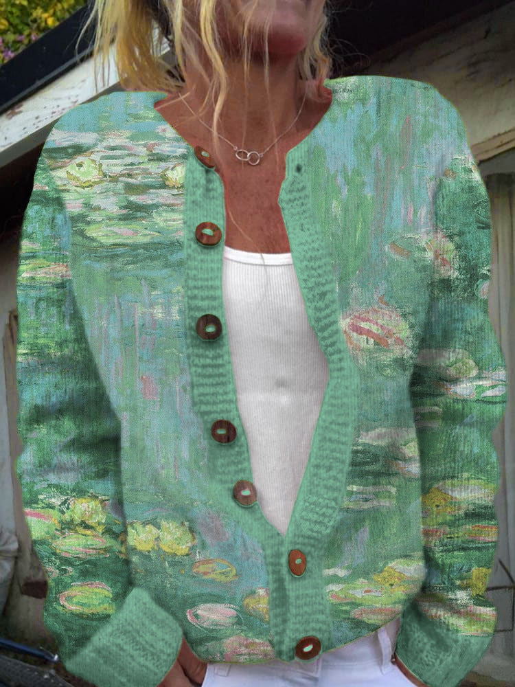 3d Digital Printing Cardigan Knitted Coat