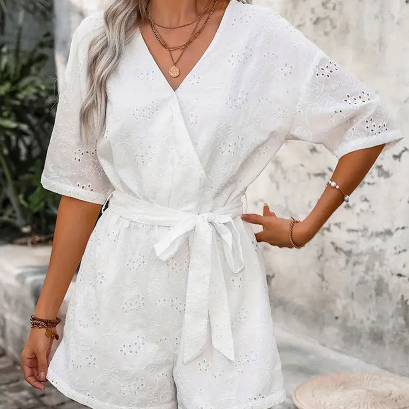 Chic Hollow Out Belted Jumpsuit for Women