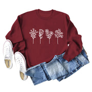 Floral Print Long Sleeve Casual Streetwear Sweatshirt