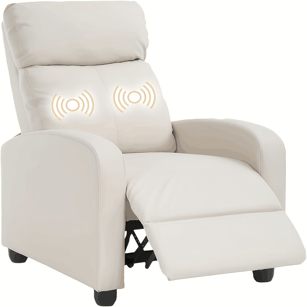 Breathable PU Leather Recliner Chair with Massage and Footrest – Single Small Sofa