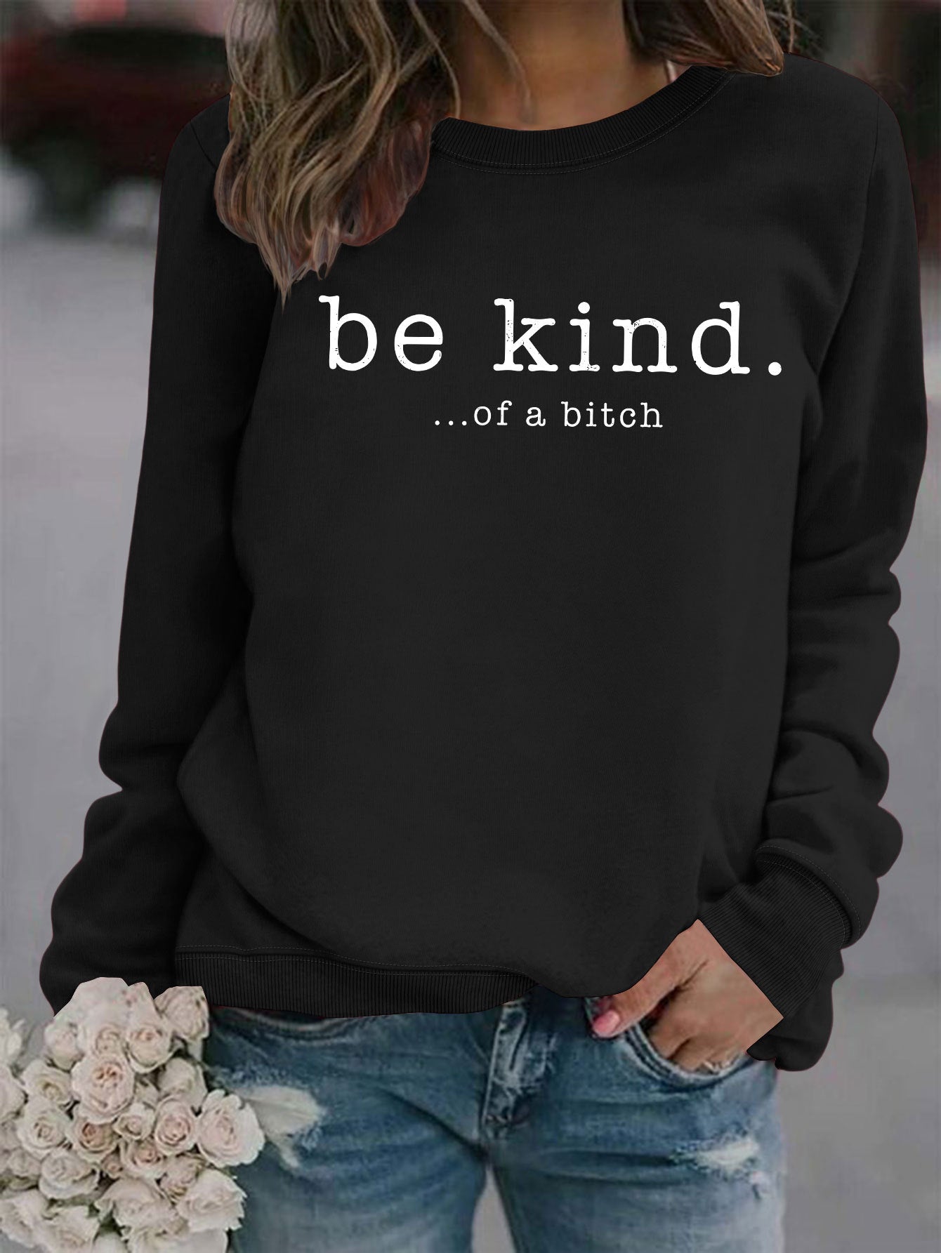 Women's Casual Printed Round Neck Pullover Hoodie