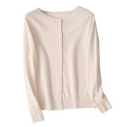 Spring And Autumn New Simple Women's Wool Round Neck Thin High-grade Outerwear Knitted Coat