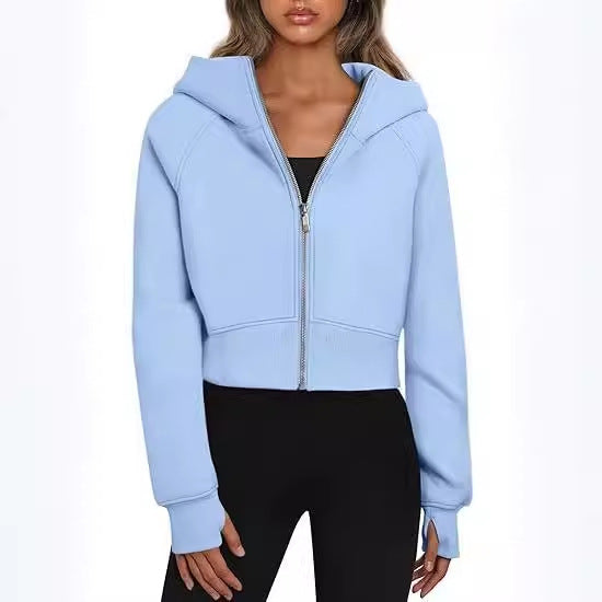 Cozy Fleece Zip-Up Hooded Sweatshirt for Women