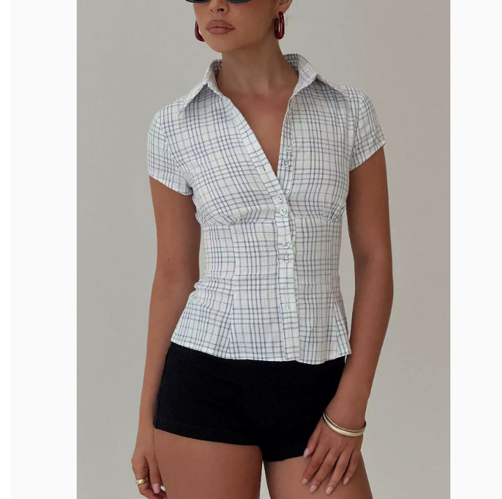 Casual Top Double Button Women's Clothing Sexy Shirt