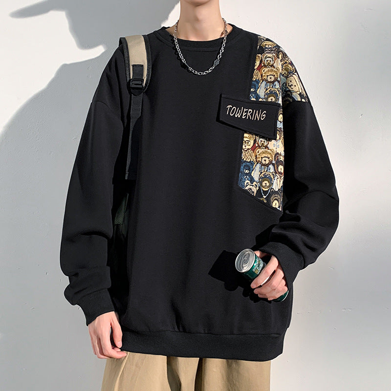 Retro Bear Embroidered Crewneck Sweater