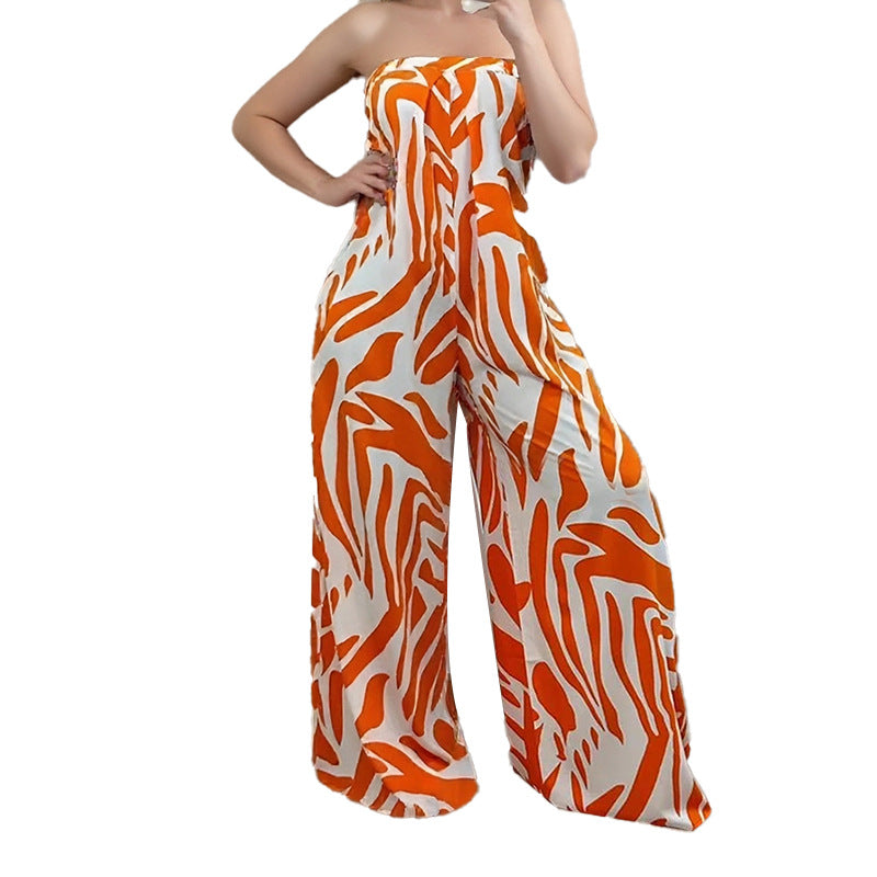 Elegant Printed Loose-Fitting Sleeveless Women's Jumpsuit