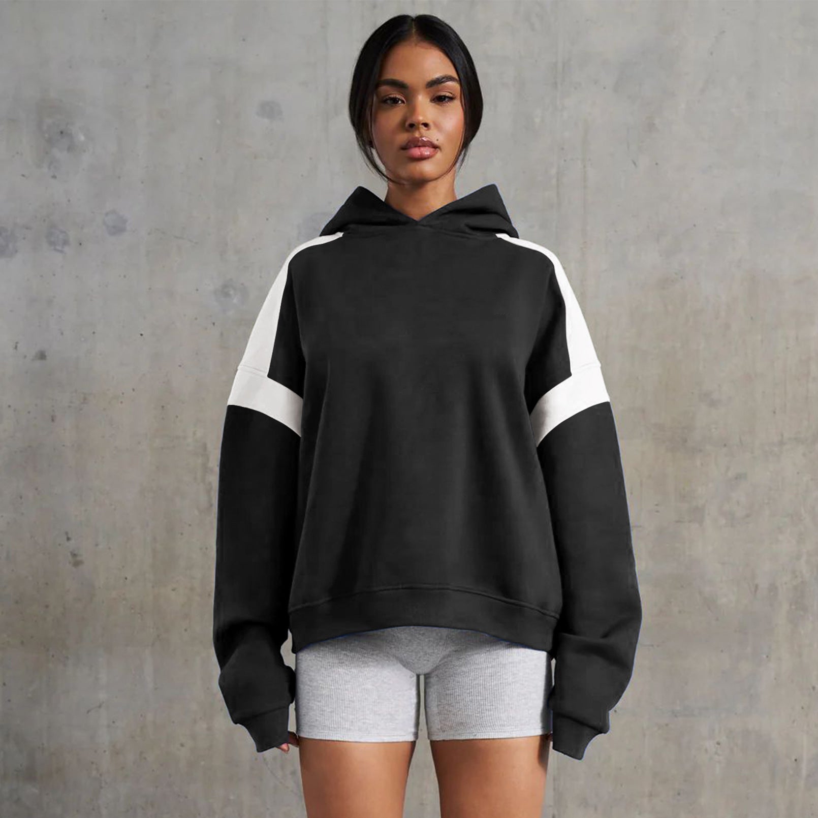 Colorblock Drop Shoulder Hooded Sweater