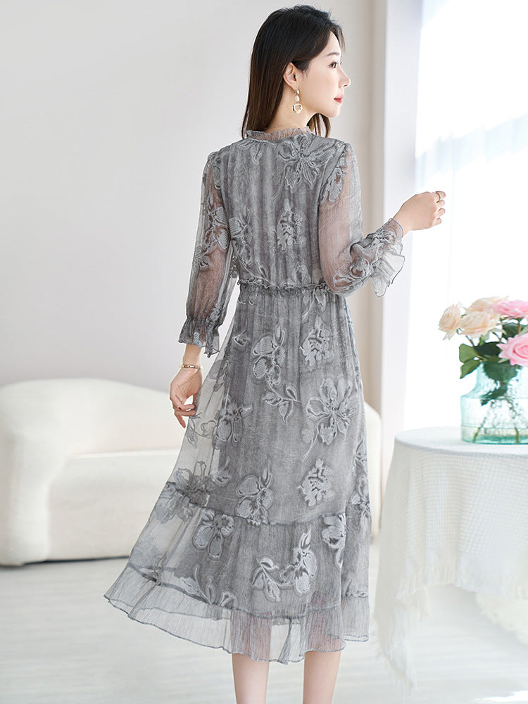 Embroidered Tie-Dye Silk Midi Dress
