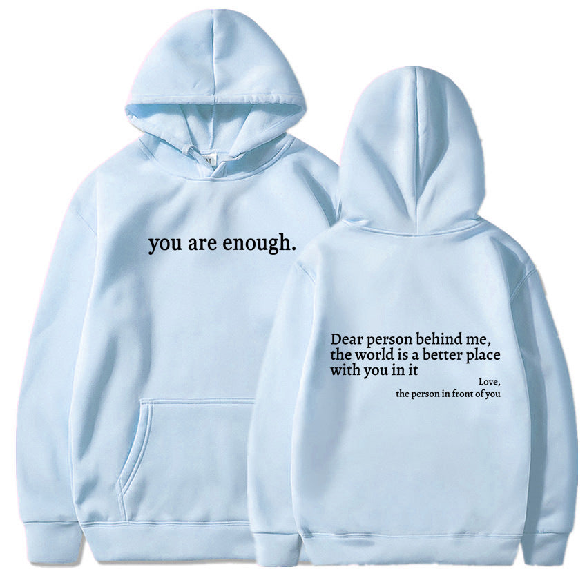 Cozy Fleece-Lined Letter Print Drawstring Hoodie