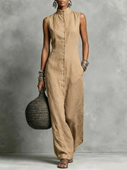 Chic Sleeveless Stand-Collar Jumpsuit for Women