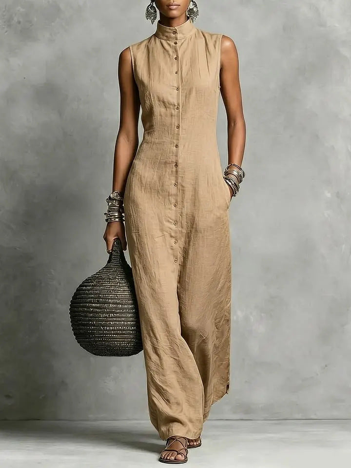 Chic Sleeveless Stand-Collar Jumpsuit for Women