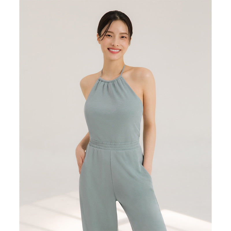Backless Halter Active Romper for Fitness & Yoga