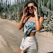 Red Floral One-Shoulder Satin Vest Bustier – Slim Fit Street Style