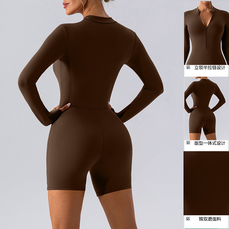 Long-Sleeve Zipper One-Piece Dance & Fitness Romper