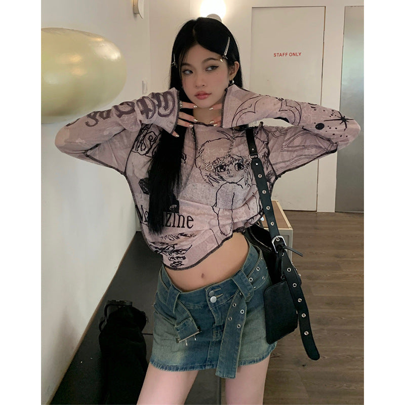 Chic Printed Long Sleeve Top for Women