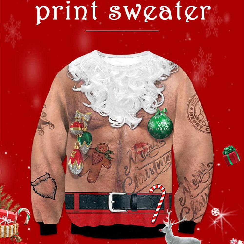 Festive Santa Print Long Sleeve Christmas Sweatshirt Dress