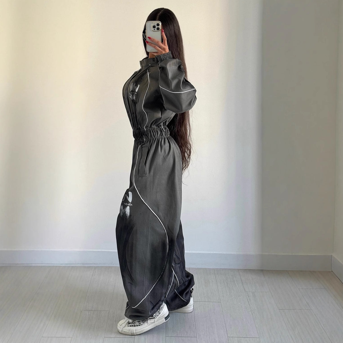 Women's Street Hip-hop Washed Graffiti Brushed Jumpsuit